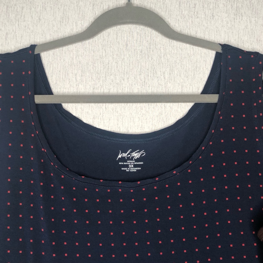 Lord Taylor Womens Tank Top Plus Size 3X LOT OF 2 Navy Blue Print & Brown Solid - Picture 2 of 13